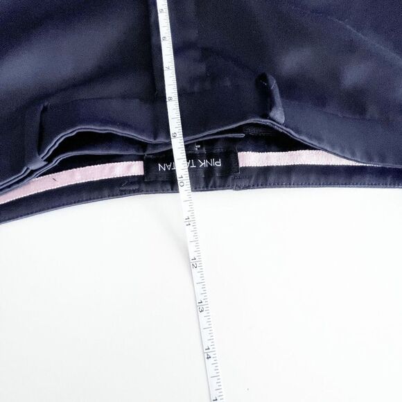 Pink Tartan Women's Trouser Office Formal Pants Flat Front Navy Blue Size 6 - Picture 7 of 8
